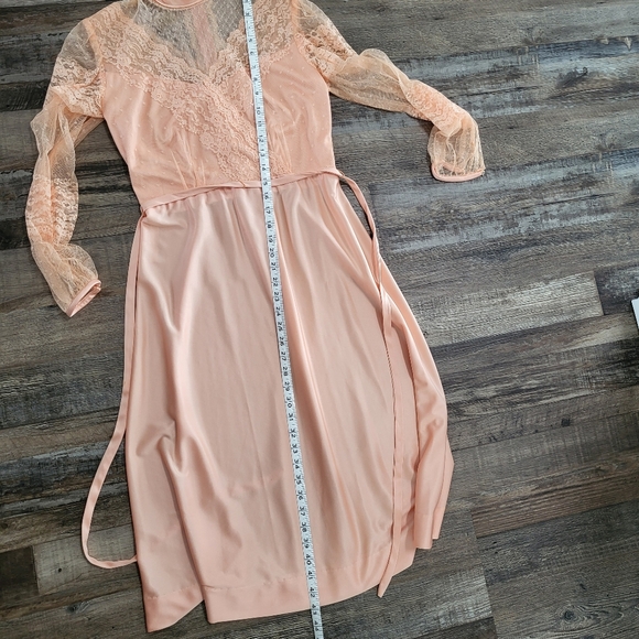 Vintage 70s Victorian Style Lace Swiss Dot High Neck Long Sleeve Coctail Dress - Picture 13 of 14